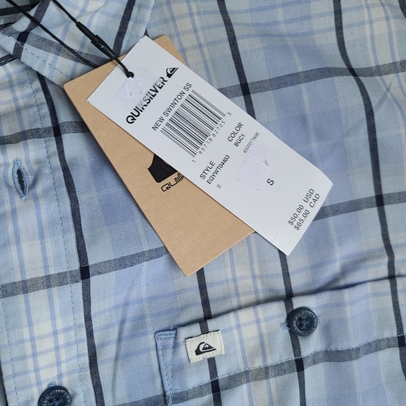SALE!! NWT Quiksilver Regular Fit Plaid Shirt - Picture 5 of 6